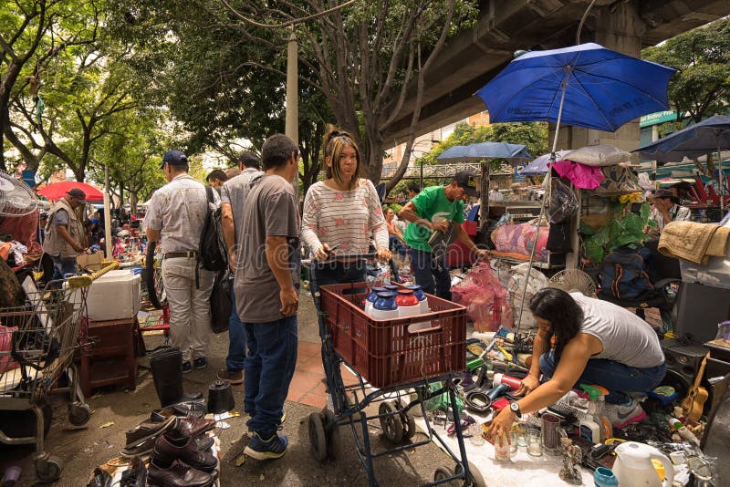 People at the flea market in Medellin, Colombia.