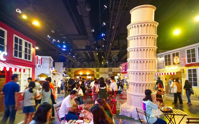 People in food street festival at Queen Sirikit National Convention Center at Ratchadaphisek road, Khlong Toei District Bangkok Thailand, October 1, 2022