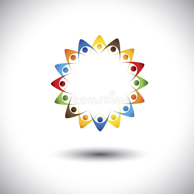 People forming star shape holding hands - concept vector graphic royalty free illustration