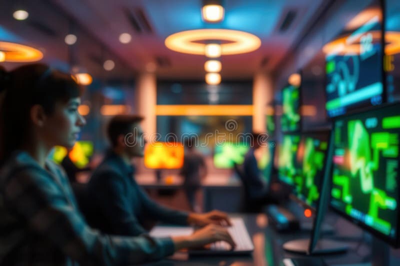 People in a futuristic office. vector illustration.