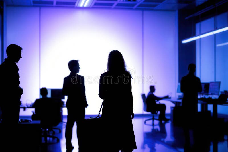 People in a futuristic office. vector illustration.