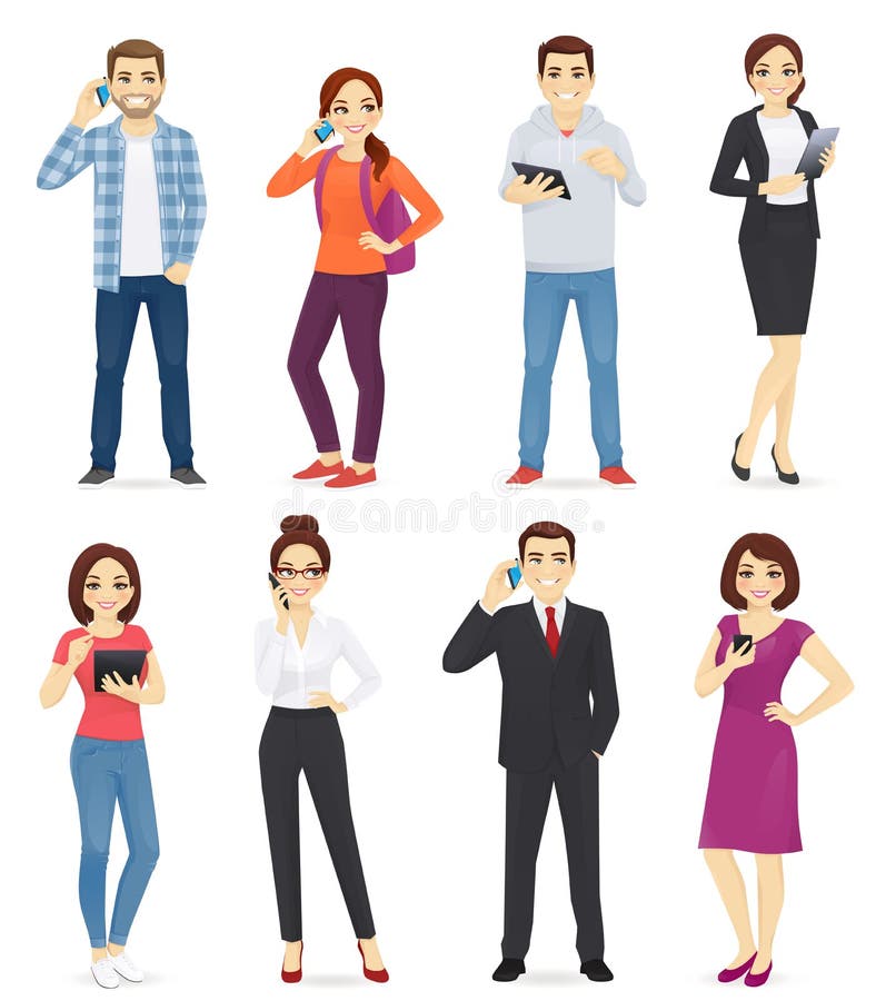 People with gadgets vector illustration People with gadgets vector illustration