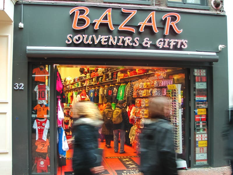People at the Gift Shop in Amsterdam . Netherlands Editorial Stock