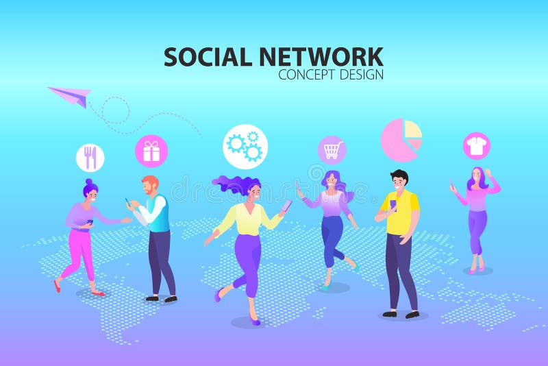 People global mobile internet technology communication. Vector illustration modern template design stock illustration