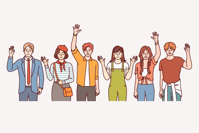 Oamenii te salută și te invită să te alături comunității multiculturale de studenți stock illustration