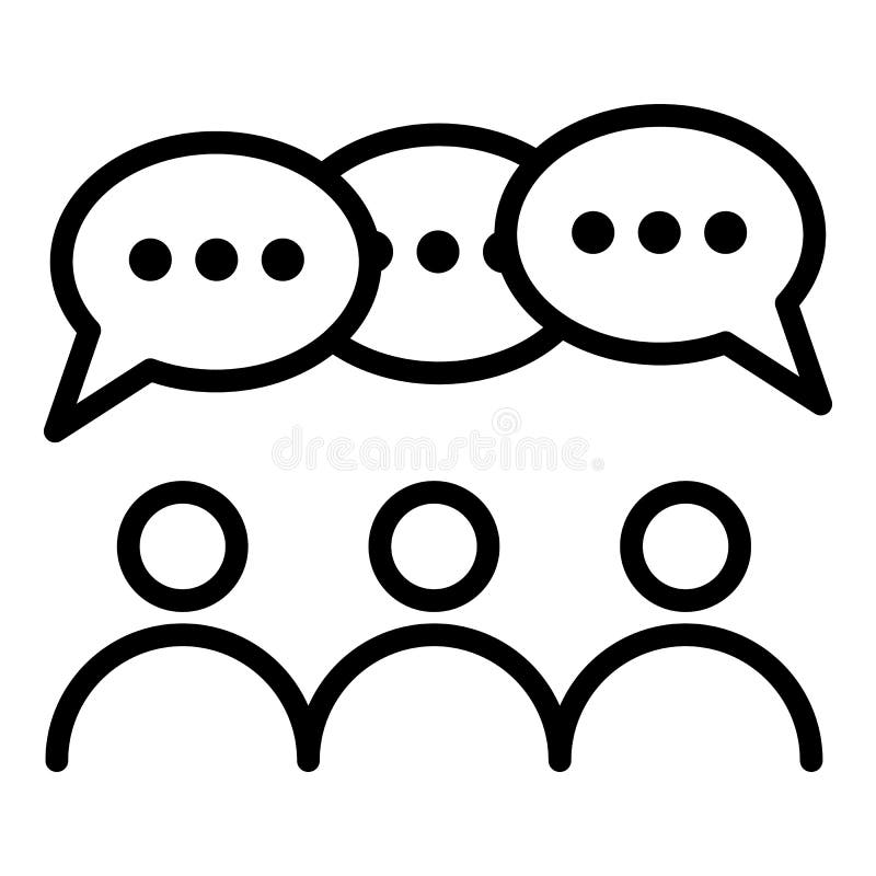 A Group Of People Discuss. Icon Conference. Vector Illustration. Stock