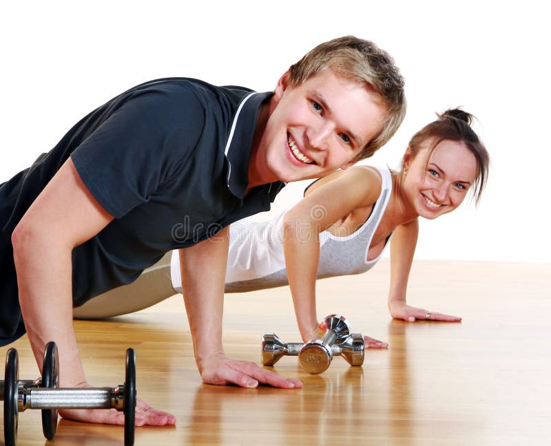 People group doing fitness exercises royalty free stock images