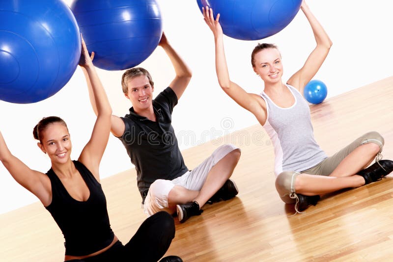 People group doing fitness exercises royalty free stock photos