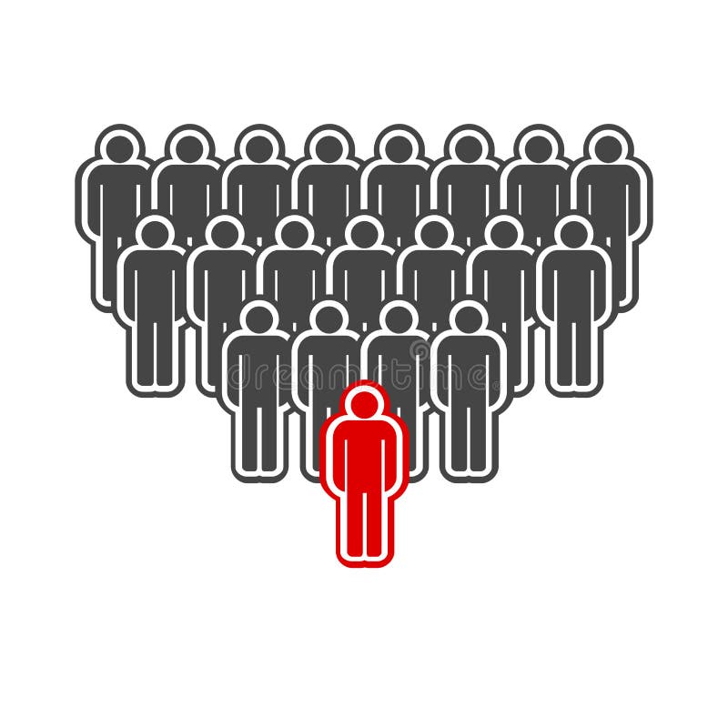 People Group Icon, the Leader in Front is Highlighted in Red. Vector