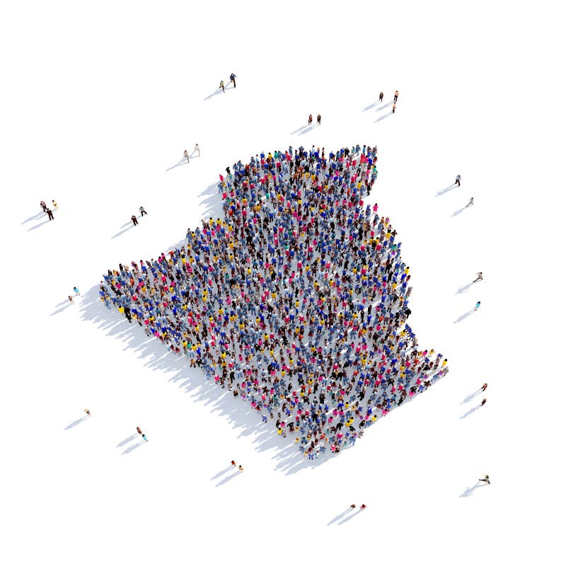 People group shape map Algeria vector illustration