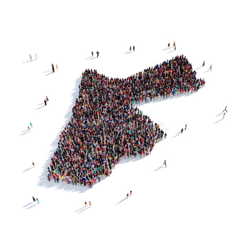 Group People Form World Map Stock - People Group Shape Map Jordan Large Creative Gathered Together Form World D Isolated 79536733 