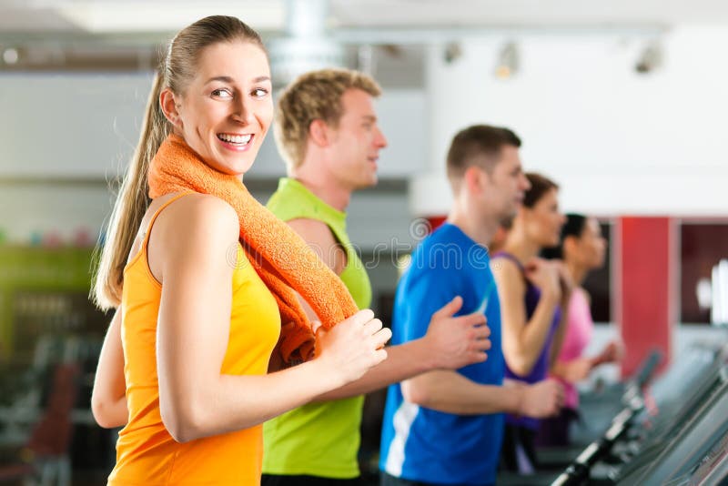 Download People In Gym On Treadmill Running Stock Image - Image of treadmill, four: 18730619