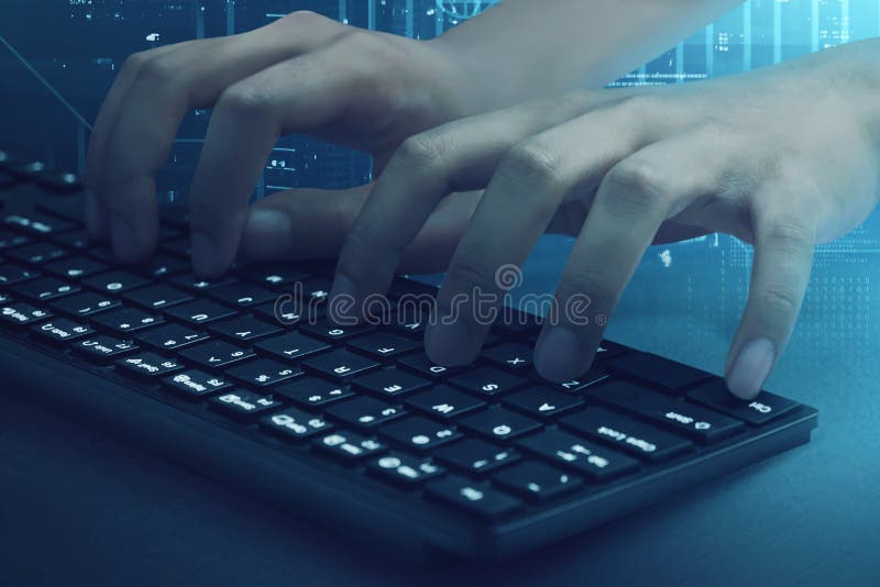 People hand typing on the keyboard royalty free stock photos