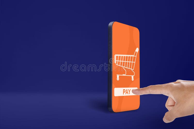 People hand using mobile phones for online payment, banking, or online shopping stock photos