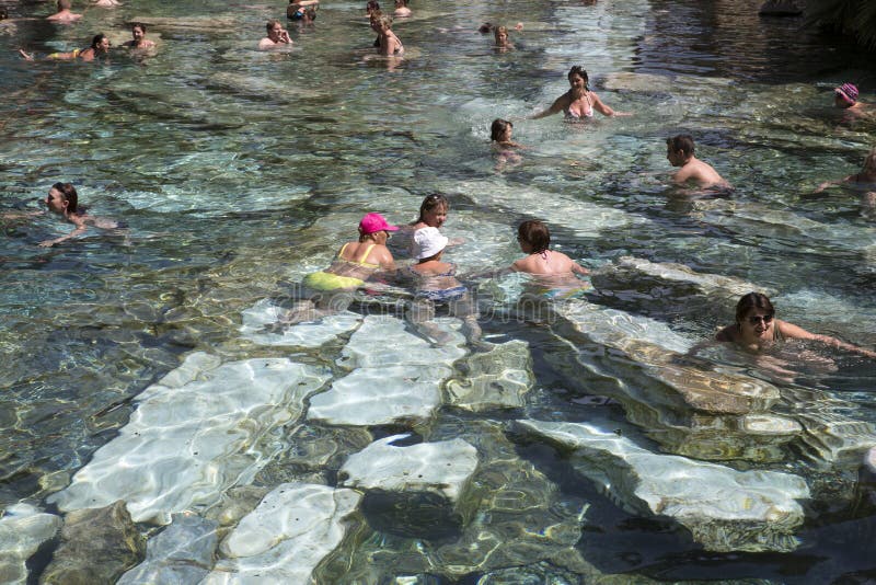 People having bath in Cleopatra's thermal pool of Hierapolis