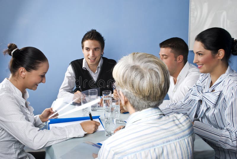 People having fun at business meeting