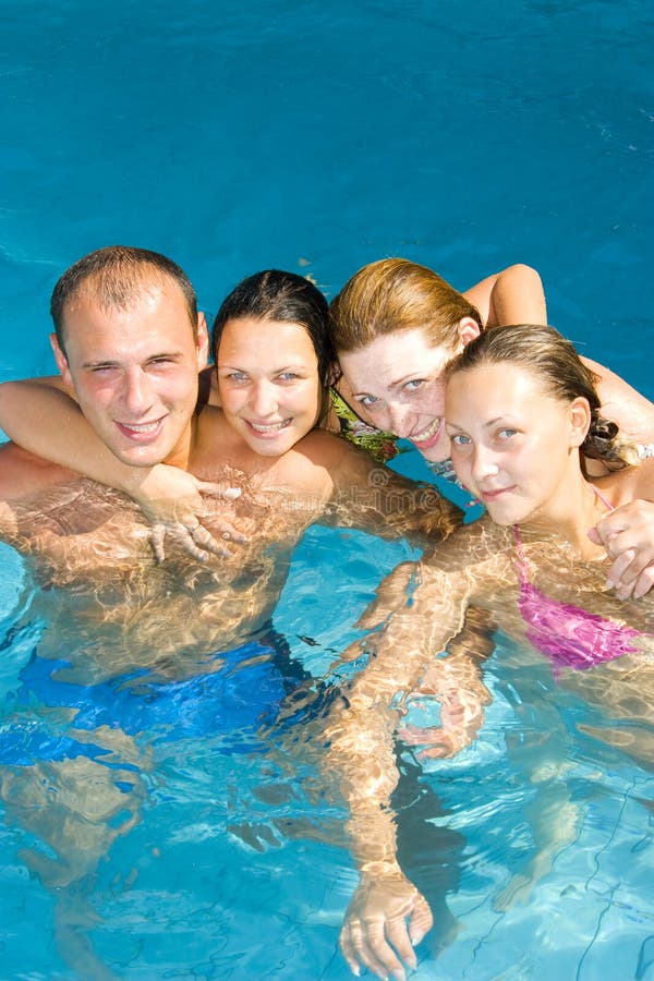 People having fun in a pool