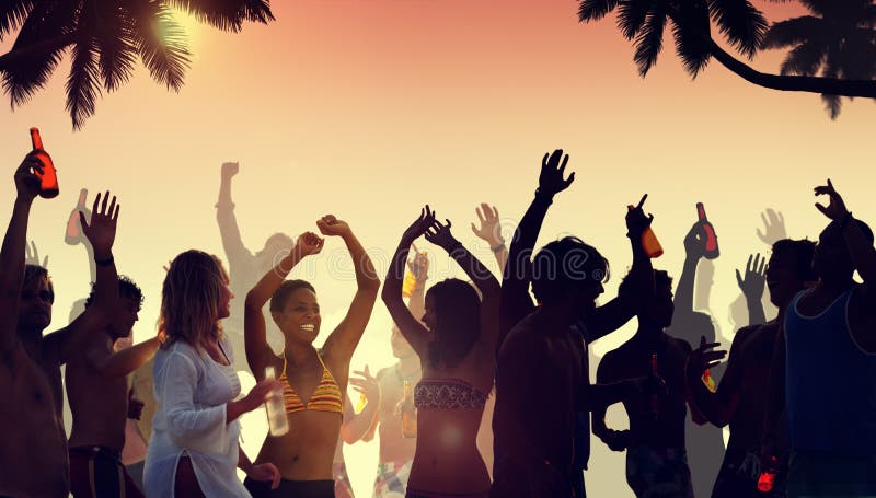 People Having a Party by the Beach Stock Image - Image of back, concert ...