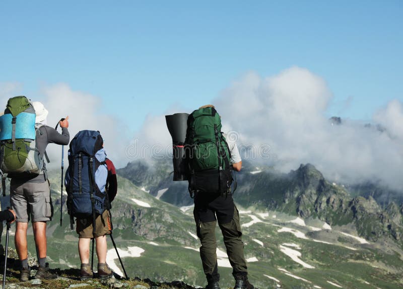 People in hike stock photography