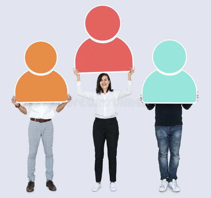 People holding up career profiles. Networking profiles stock images, royalty-free photos and pictures