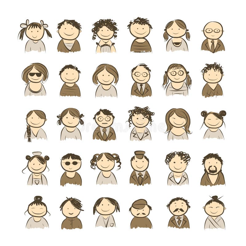 People Icons Sketch for Your Design Stock Vector Illustration of