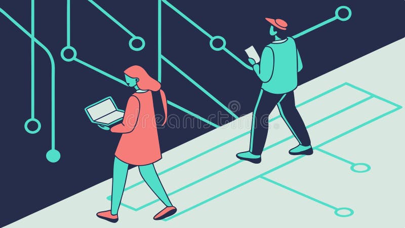 People Interacting Digital Data Network Vector, vector design Generative AI vector illustration