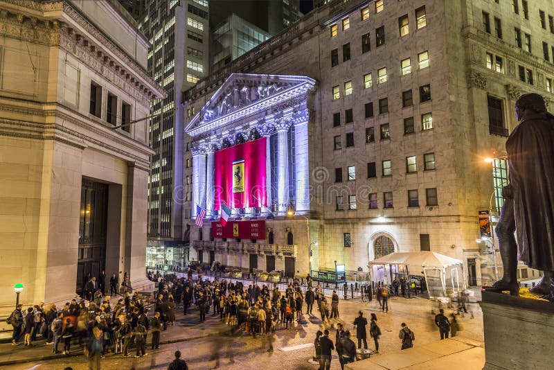 People join the party at wall street due to Ferrari Wall street stock image People join the party at wall street due to Ferrari Wall street stock image
