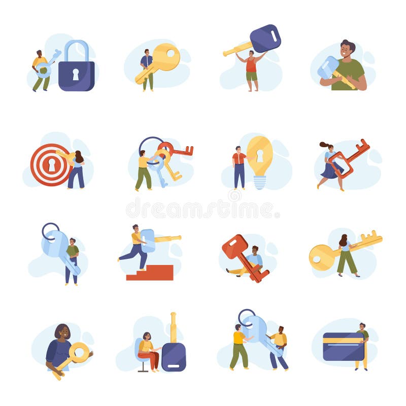 People with Keys Icons stock illustration. Illustration of idea - 288882982