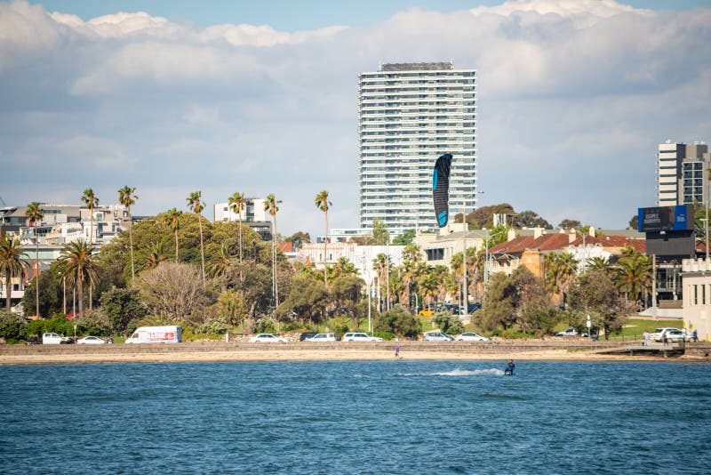 Kite Surfing on St Kilda Beach in Melbourne Editorial Photo Image of