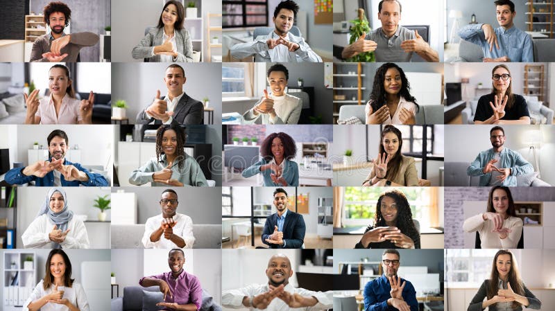 People Learning Deaf Sign Language stock photo