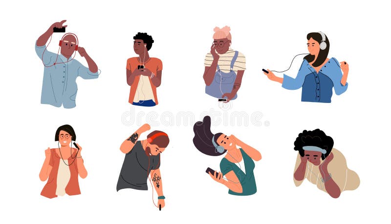 People Listen To Music. Dancing Cartoon Young Characters with Smartphones and Headphones. Vector Happy Teenagers Set Stock Vector - Illustration of cheers, listener: 160993051 People Listen To Music. Dancing Cartoon Young Characters with Smartphones and Headphones. Vector Happy Teenagers Set Stock Vector - Illustration of cheers, listener: 160993051