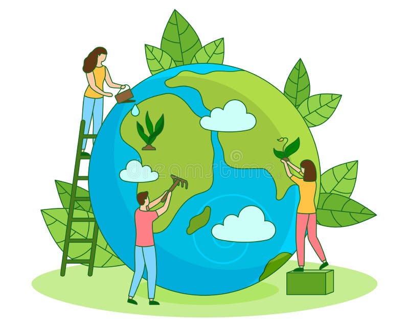 Protect Nature Earth Day Flat Vector Illustration Stock Vector ...