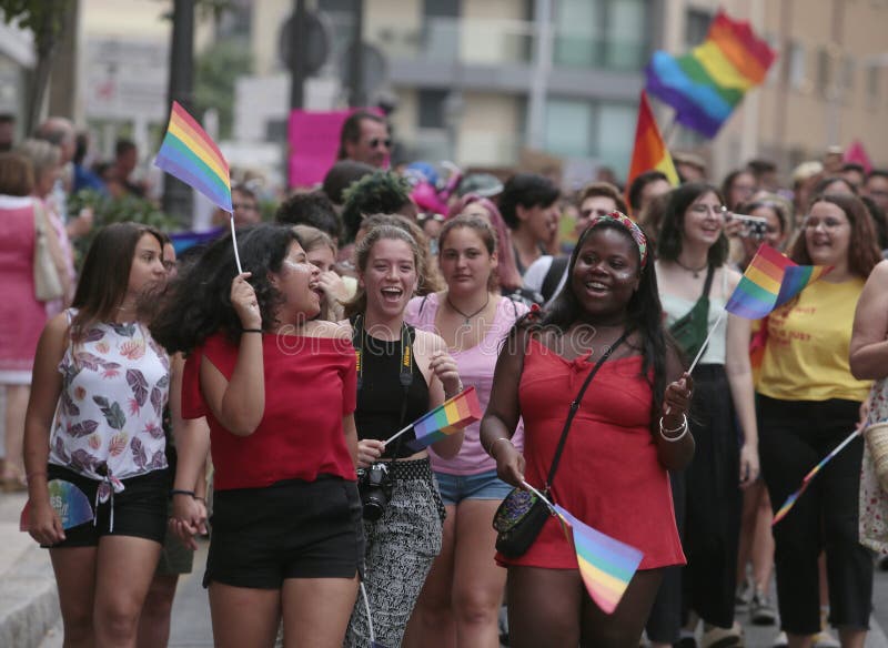LGBT pride celebrations in mallorca, young girls stock photography LGBT pride celebrations in mallorca, young girls stock photography