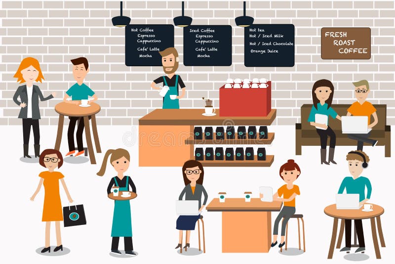 People meeting in the coffee shop infographics elements.illustrator EPS10. royalty free illustration People meeting in the coffee shop infographics elements.illustrator EPS10. royalty free illustration