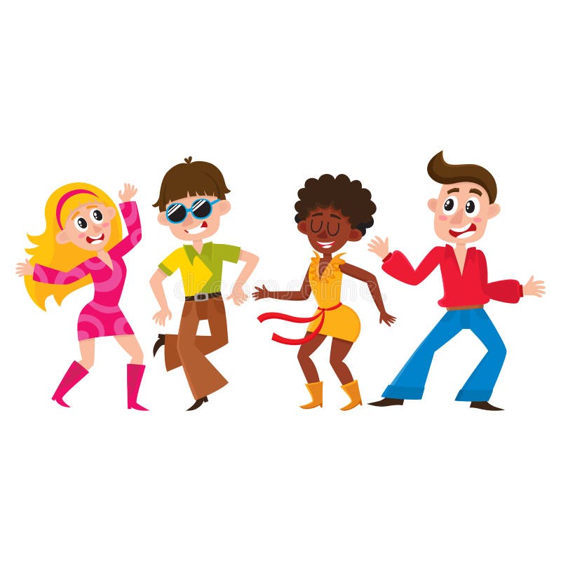 People, Men and Women, Dancing at Retro Disco Party Stock Vector ...