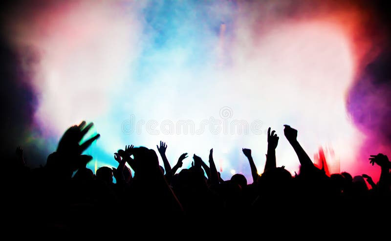 People on Music Concert, Disco Party. Vintage Stock Photo - Image of ...