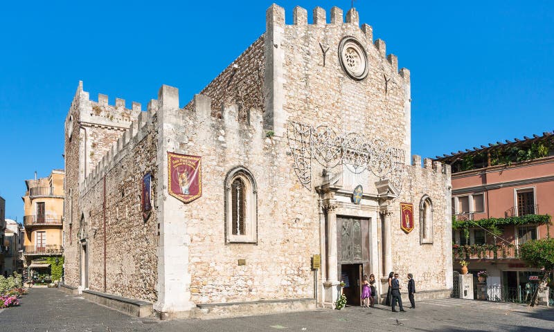 People near Duomo Catherdal in Taormina city