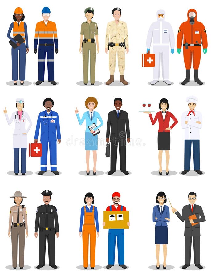 People Occupation Characters Set in Flat Style Isolated on White ...