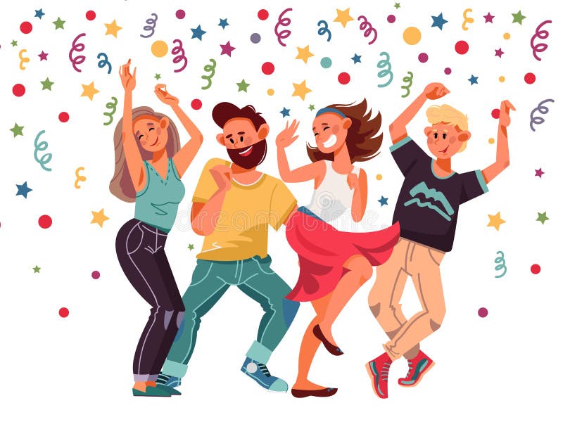 People on Party. Cartoon Female, Excitement Dance Laughing Characters Stock  Vector - Illustration of friend, celebration: 202178990