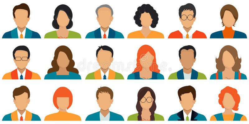 Portrete de masculi și femele fără față vector illustration