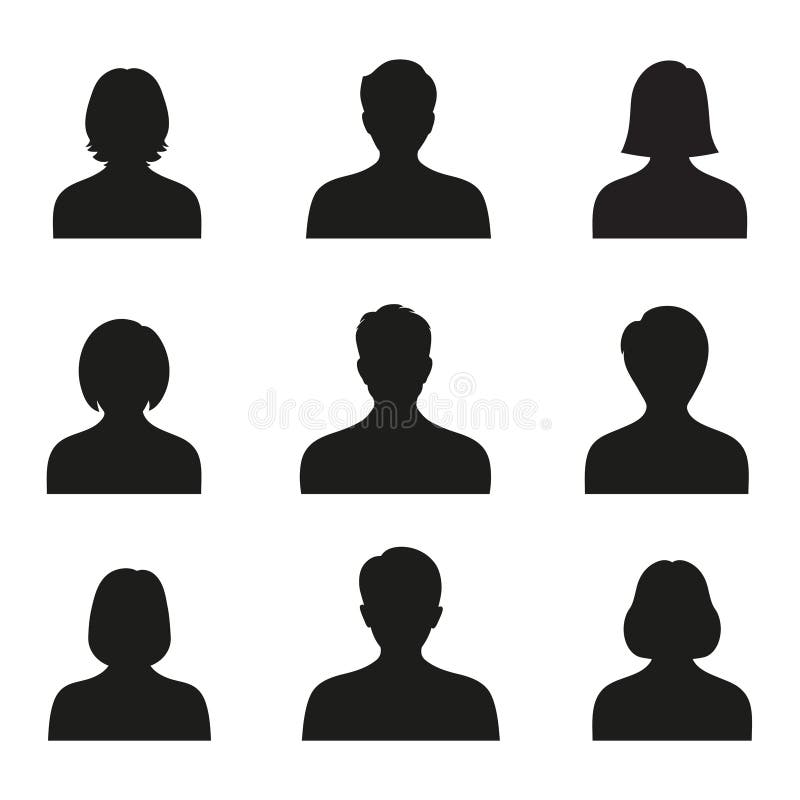 Set Of Avatar Or User Icons. Vector Illustration. Silhouette Of