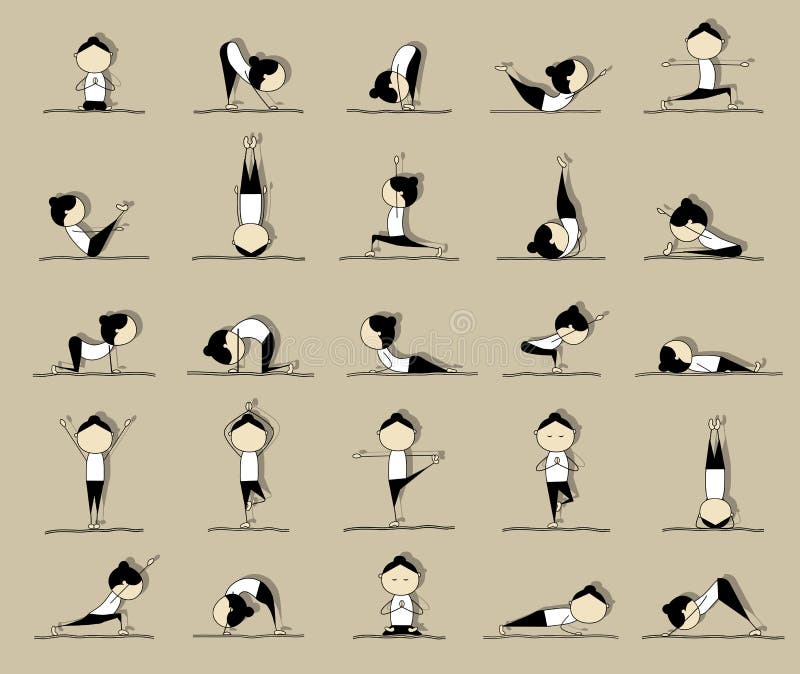 Yoga Poses for Concept of Balancing and Standing Poses in Flat