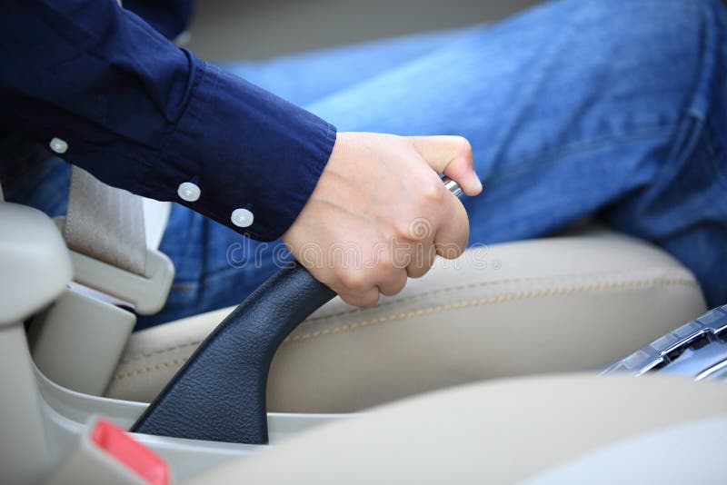 People Pulling The Car Hand Brake Royalty Free Stock Image Image