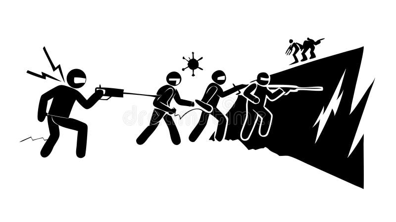 People Pulling Rope, Teamwork Strength Silhouette, vector design Generative AI royalty free illustration