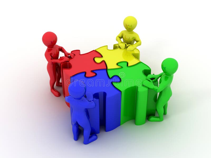 People with puzzle royalty free illustration