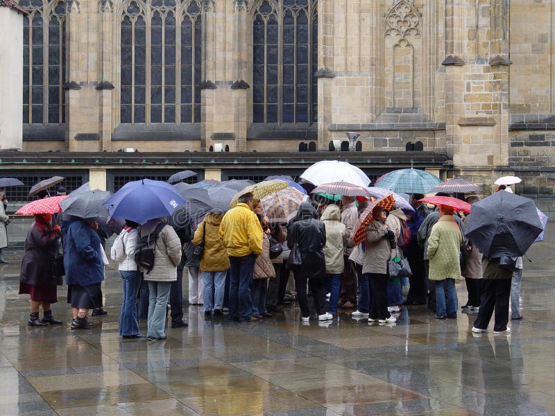 People in the rain