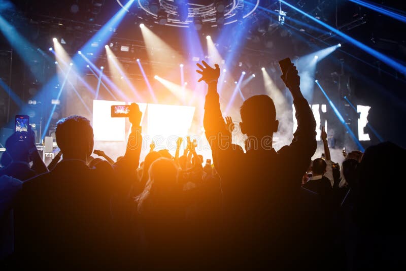 People with Raised Hands at the Concert Stock Image - Image of music ...