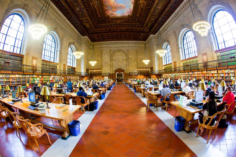 People in the Reading Room of New York s Public Library