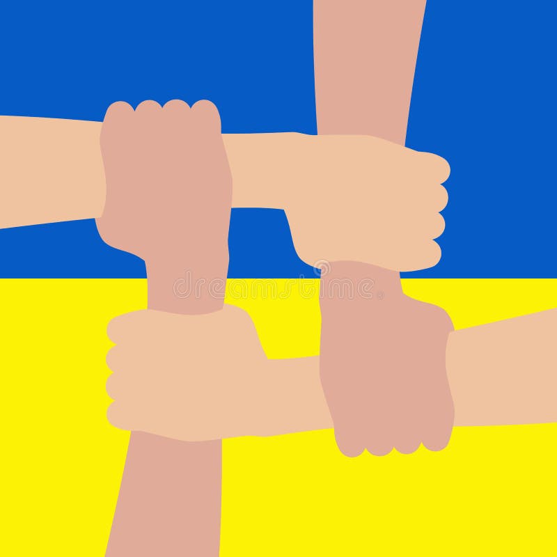 Premium Vector  Four hands hold each other by wrist join hands together  teamwork and friendship concept vector