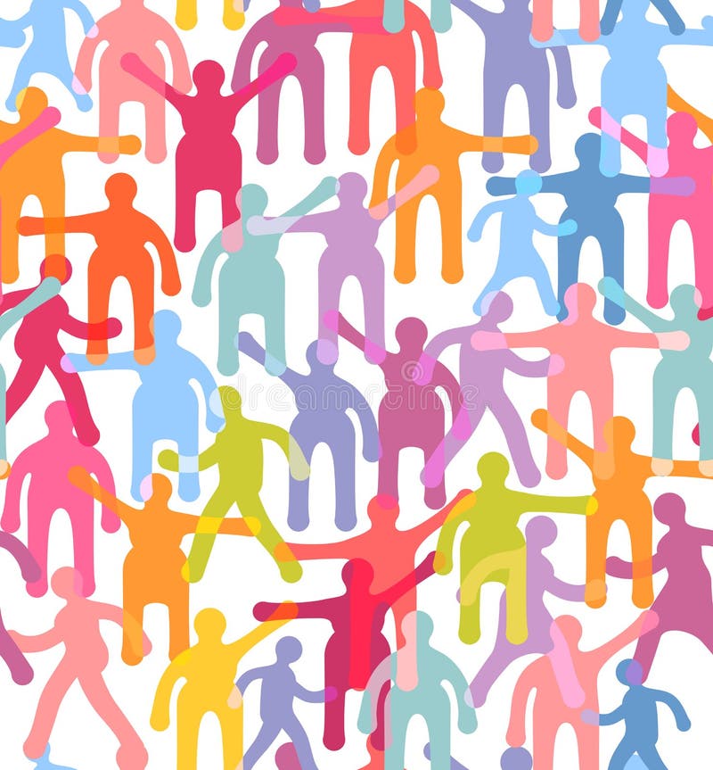 People seamless pattern. Crowd colorful illustration royalty free illustration